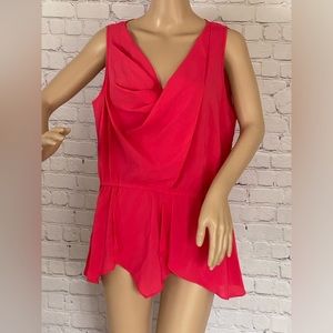 NEW With Tags SPENSE Azalea Pink Shell Top Blouse Peplum Detail elastic waist XL